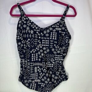 Kona Sol Navy & White TANKINI SWIM TOP from Target Plus size 16W Swimsuit Black